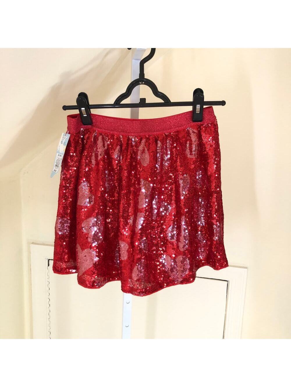 Cat & Jack NWT Girls' Red Heart Sequined Skirt Size XL (14)